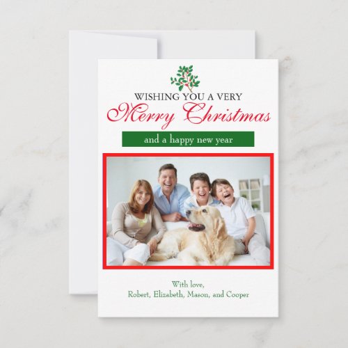 Holly Merry Christmas _ 3x5 White Christmas Card
