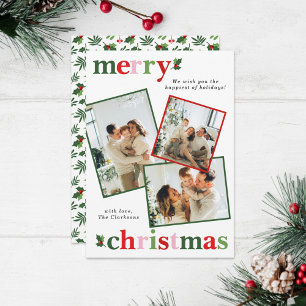 Holly Merry Christmas Bright Fun Family Holiday Card