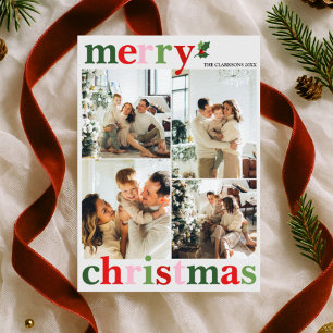 Holly Merry Christmas Bright Fun Family Holiday Card