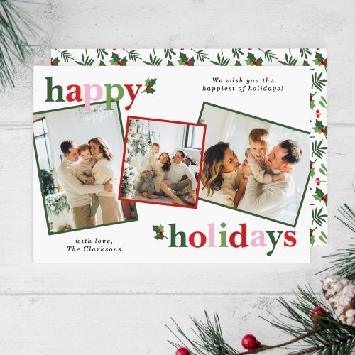 Holly Merry Christmas Bright Fun Family Holiday Card