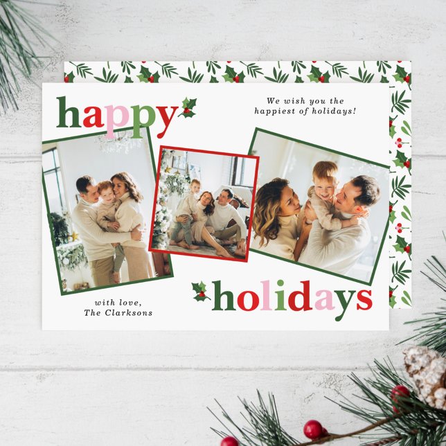Holly Merry Christmas Bright Fun Family Holiday Card (Creator Uploaded)