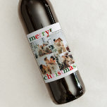 Holly Merry Christmas Bright Fun Family Wine Label<br><div class="desc">Bright and fun Christmas wine label to send out to family and friends!</div>