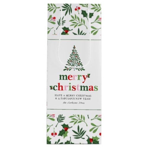 Holly Merry Christmas Bright Fun Wine Gift Bag