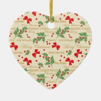 Holly Merry Christmas Ceramic Ornament by funnychristmas at Zazzle