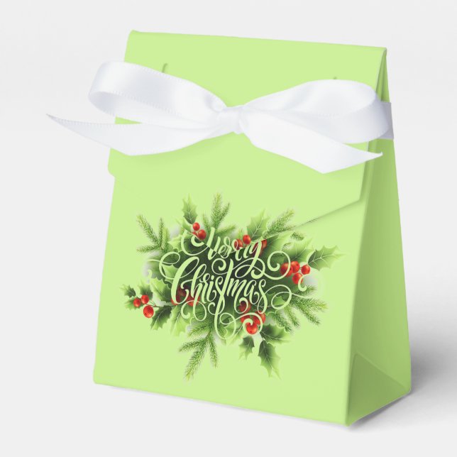 Holly Merry Christmas Favor Box (Front Side)