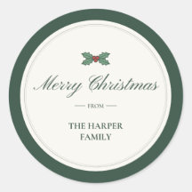 Holly "Merry Christmas From" Family Gift Sticker