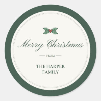 Holly "Merry Christmas From" Family Gift Sticker