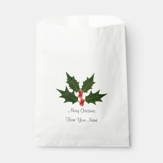 Holly Merry Christmas From Your Name Favor Bags (Front)