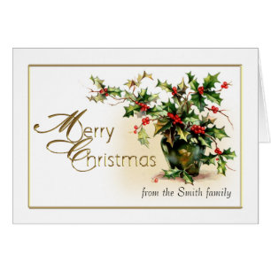 Holly Merry Christmas Holiday Greeting Card