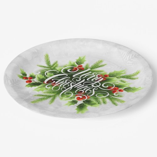 Holly Merry Christmas Paper Plate
