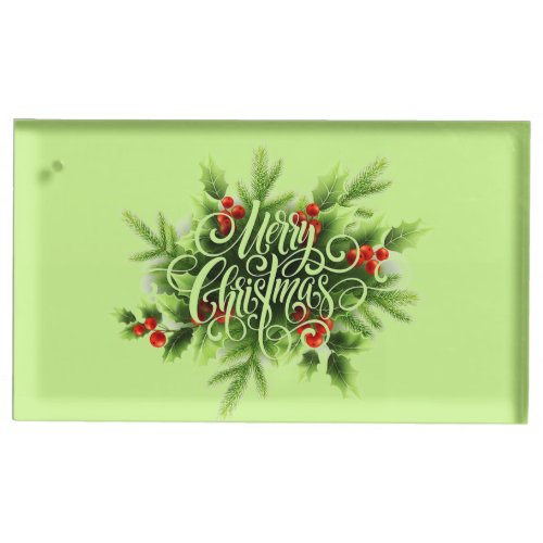 Holly Merry Christmas Place Card Holder