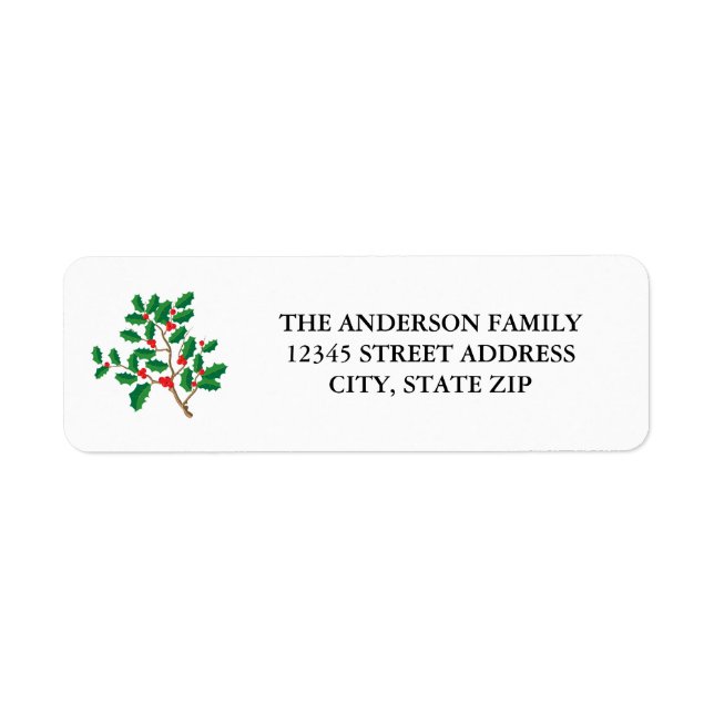 Holly Merry Christmas - Return Address Label (Front)