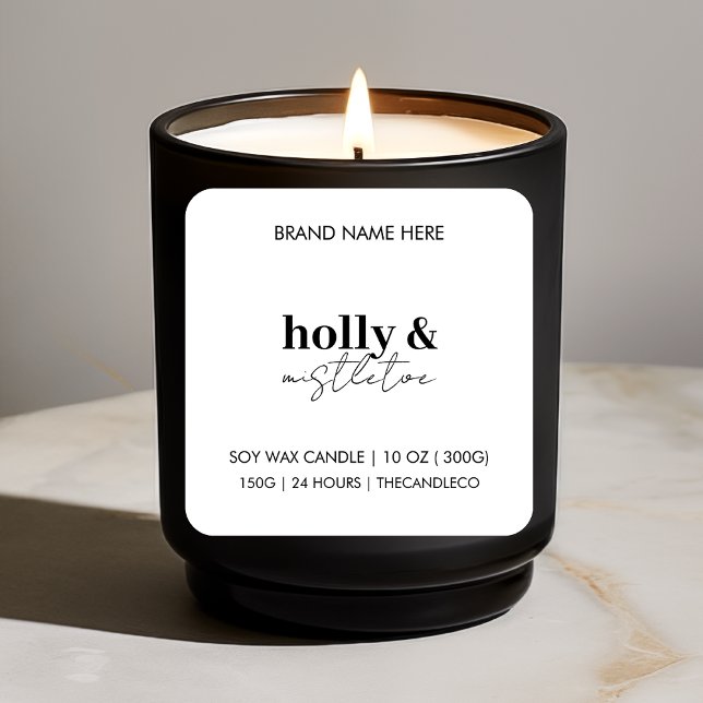 Holly & Mistletoe Christmas Candle Label | Elegant (Creator Uploaded)