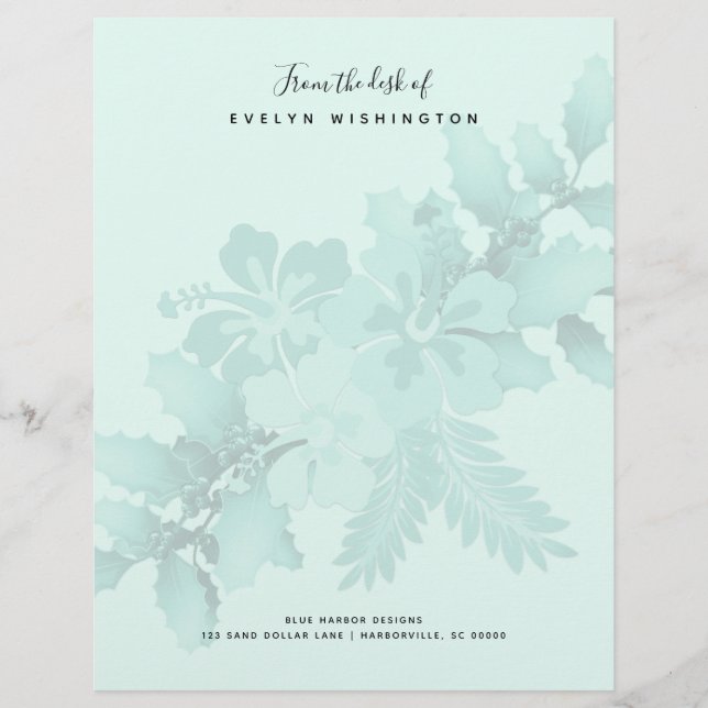 Holly n Hibiscus Holiday Business Letterhead Paper (Front)