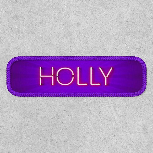 Holly name in glowing neon lights patch