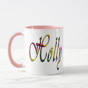 Holly, Name, Logo, Pink Combo Coffee Mug