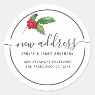 Holly New Address Christmas Sticker