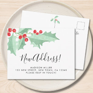 Holly New Address Moving Announcement Postcard