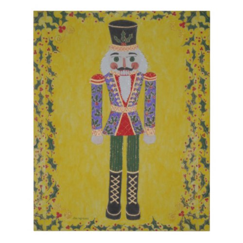 Holly Nutcracker Faux Canvas Print