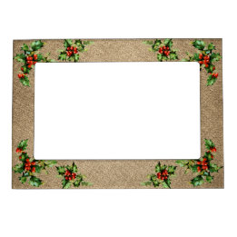 Holly on Burlap Vintage Country Magnetic Frame