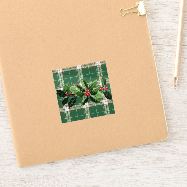 Holly on Christmas Plaid 5 Sticker (Notebook)