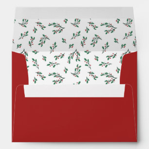 Holly Pattern Red Christmas Envelope