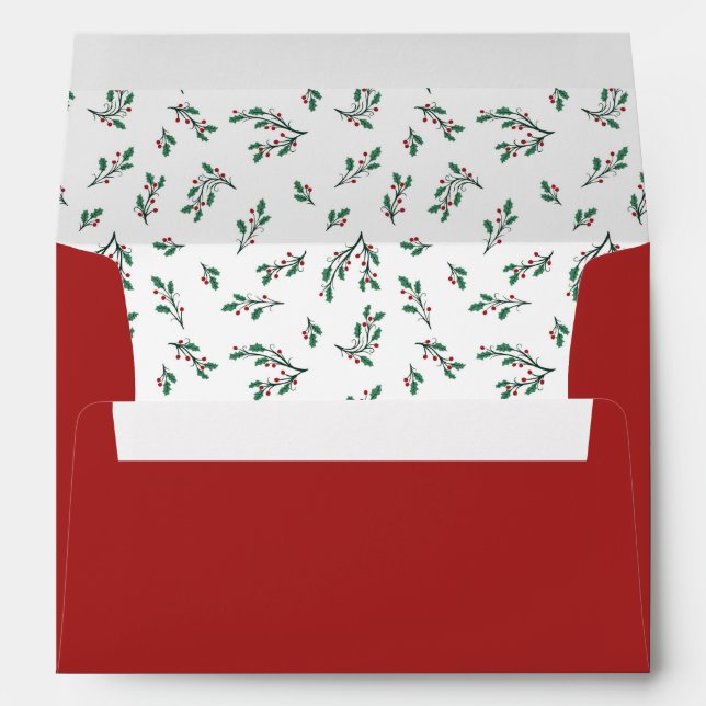 Holly Pattern Red Christmas Envelope (Back (Bottom))
