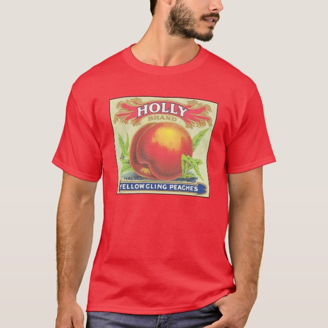 Holly Peaches Vintage Fruit Crate Label T-Shirt (Front)