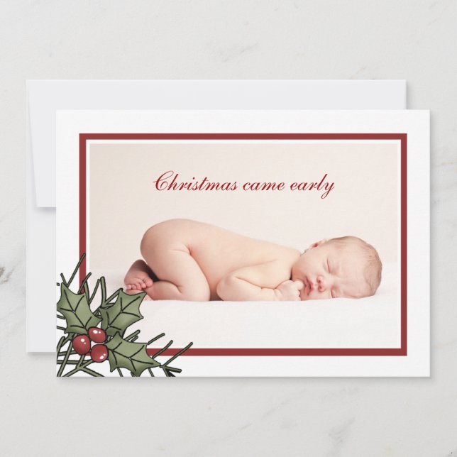 Holly Photo Birth Announcement (Front)