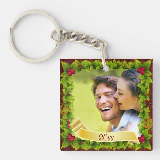 Holly Photo Keepsake Keychain (Front)
