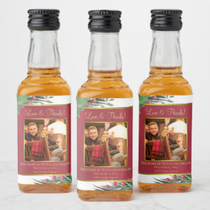 Holly & Pine Love & Thanks Wedding Photo Mini Liquor Bottle Label