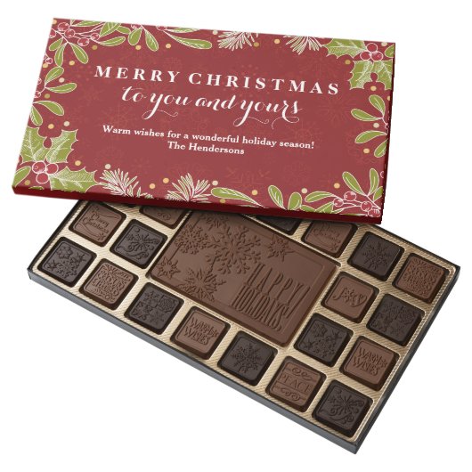 Holly Pine Mistletoe Merry Christmas To You 45 Piece Box Of Chocolates (Opened)