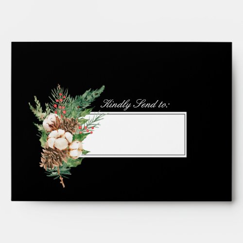 Holly Pine White Floral Wedding Invitation Envelop Envelope