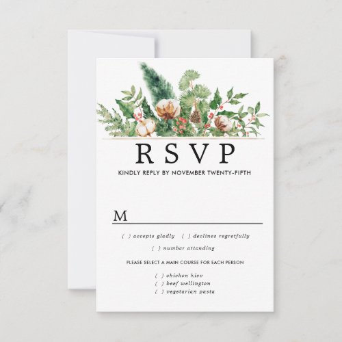 Holly Pine Winter Wedding RSVP Meal Options