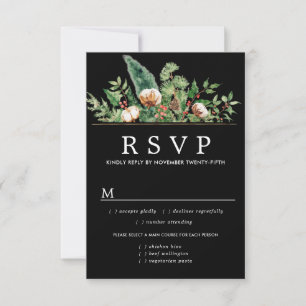 Holly Pine Winter Wedding RSVP Meal Options Card