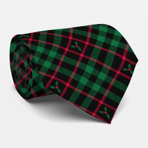 Holly Plaid l Christmas Pattern Neck Tie