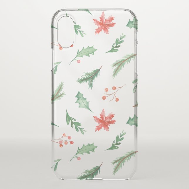 *~* Holly Poinsettias Christmas See Through Uncommon iPhone Case (Back)