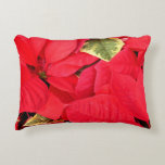 Holly Point Poinsettias Christmas Holiday Floral Decorative Pillow