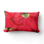 Holly Point Poinsettias Christmas Holiday Floral Lumbar Pillow