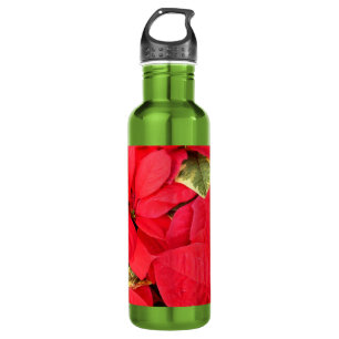 Holly Point Poinsettias Holiday Floral Stainless Steel Water Bottle