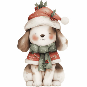 Holly Pup in Snowflakes Cutout