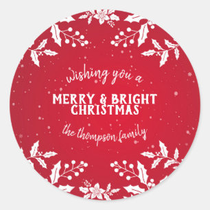 Holly Red and White Festive Stickers