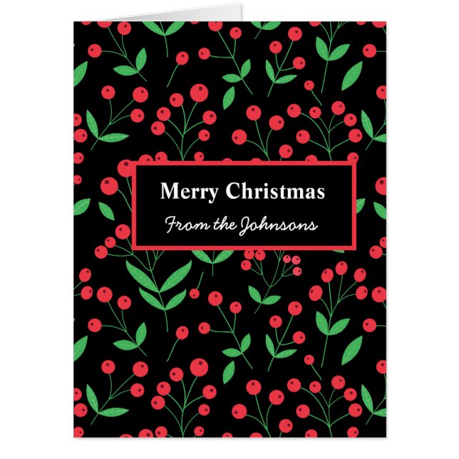 Holly red berries custom Christmas   Card (Front)