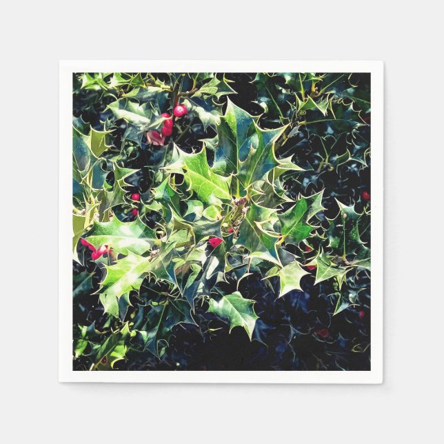 Holly , red berries napkins (Front)