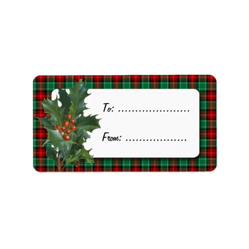 Holly Red Green Plaid Custom Holiday Gift Tag