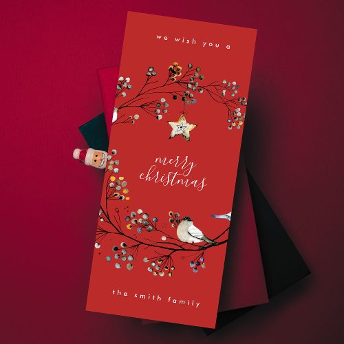 Holly Red Minimal Flat Merry Christmas Star Photo Holiday Card