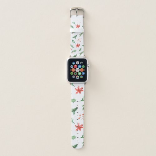 *~* Holly Red Poinsettias Christmas Theme Apple Watch Band