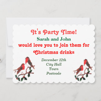 Holly Robin Festive Invitation