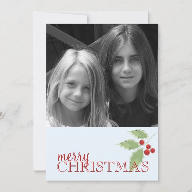 Holly Sprig Double Sided Photo Card (Front)