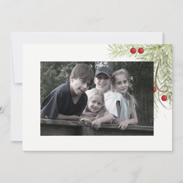 Holly Sprig Double Sided Photo Card (Front)